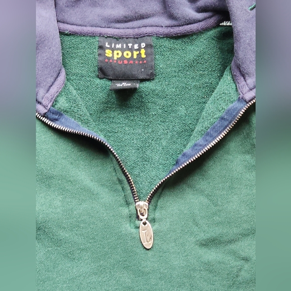 Men's VTG Limited Sport Quarter Zip Sweatshirt XL green / blue - Picture 3 of 5